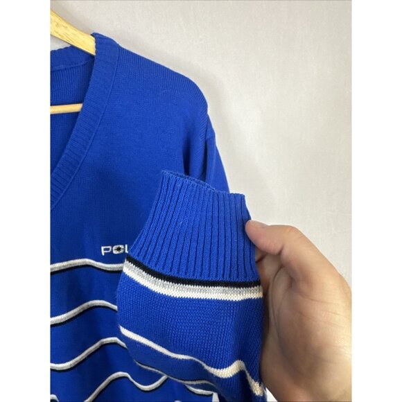 Vintage Polaris Winterwear Blue Striped Knit Sweater Men’s Size L - Picture 4 of 5